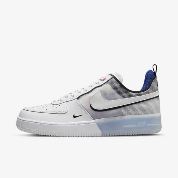 White / Light Blue / Royal Blue / White Nike Air Force 1 React Men\'s Sneakers | NK473PSL