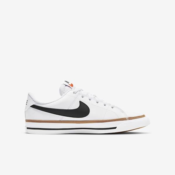 White / Light Brown / Black Nike NikeCourt Legacy Older Kids' Sneakers | NK693ZDM