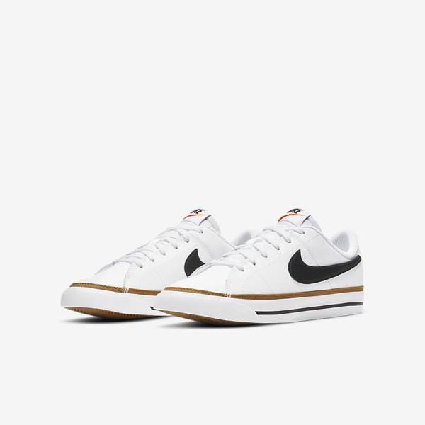 White / Light Brown / Black Nike NikeCourt Legacy Older Kids' Sneakers | NK693ZDM