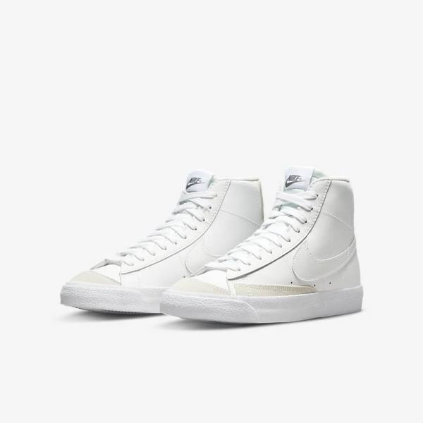 White / Light Brown / White Nike Blazer Mid 77 Older Kids' Sneakers | NK592QMS