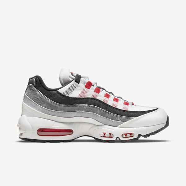 White / Light Grey / Red Nike Air Max 95 Men's Sneakers | NK918HUQ