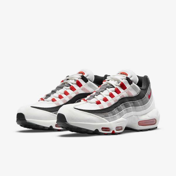 White / Light Grey / Red Nike Air Max 95 Men's Sneakers | NK918HUQ