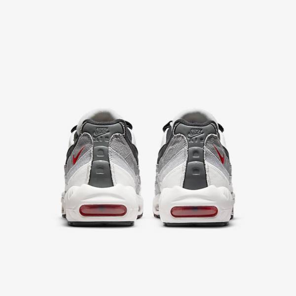 White / Light Grey / Red Nike Air Max 95 Men's Sneakers | NK918HUQ