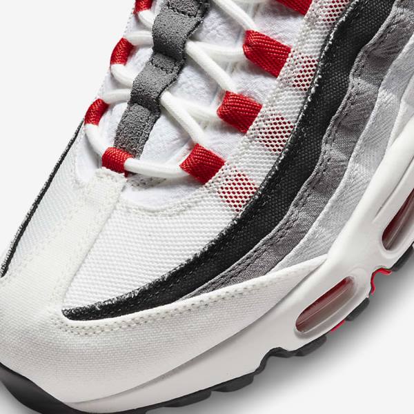 White / Light Grey / Red Nike Air Max 95 Men's Sneakers | NK918HUQ