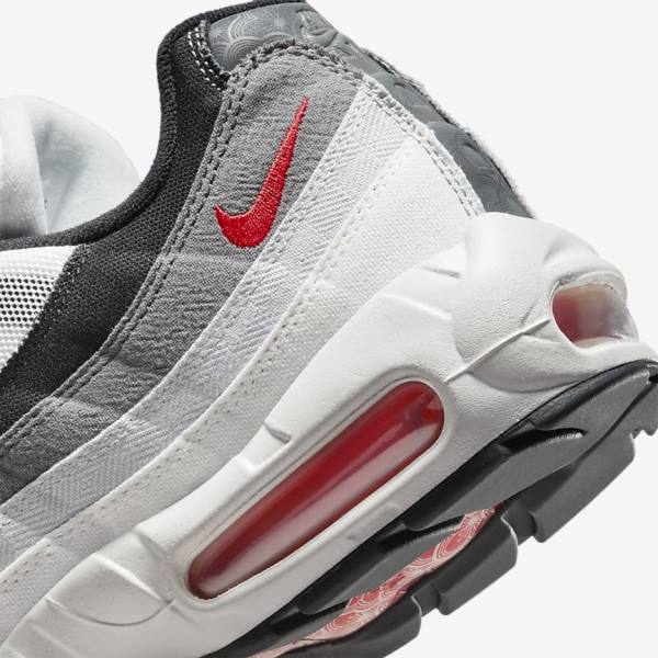 White / Light Grey / Red Nike Air Max 95 Men's Sneakers | NK918HUQ