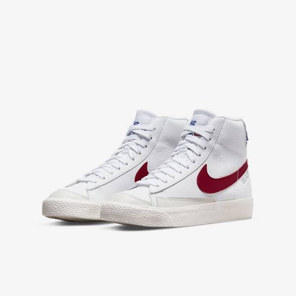 White / Light Grey / Red Nike Blazer Mid 77 Older Kids' Sneakers | NK167ILG