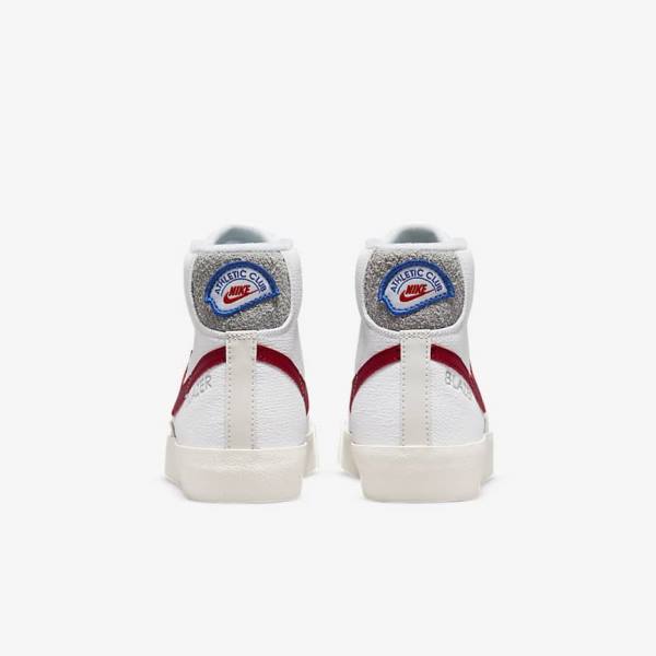 White / Light Grey / Red Nike Blazer Mid 77 Older Kids' Sneakers | NK167ILG