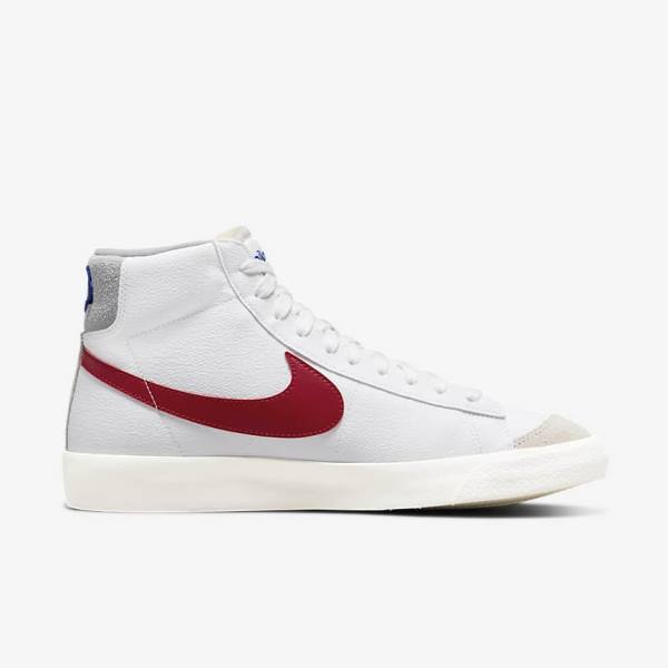 White / Light Grey / Red Nike Blazer Mid 77 Men's Sneakers | NK430NQP