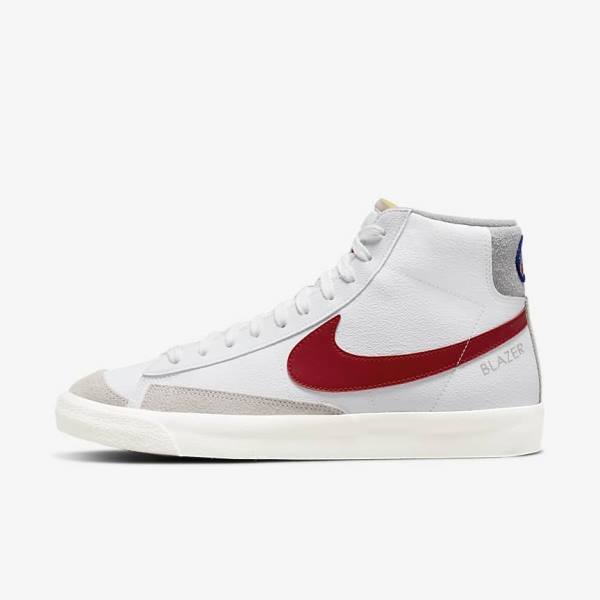 White / Light Grey / Red Nike Blazer Mid 77 Men\'s Sneakers | NK430NQP