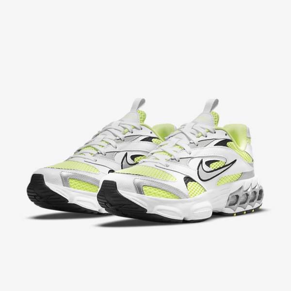 White / Light Lemon / Black / Metal Silver Nike Zoom Air Fire Women's Sneakers | NK964ZRY