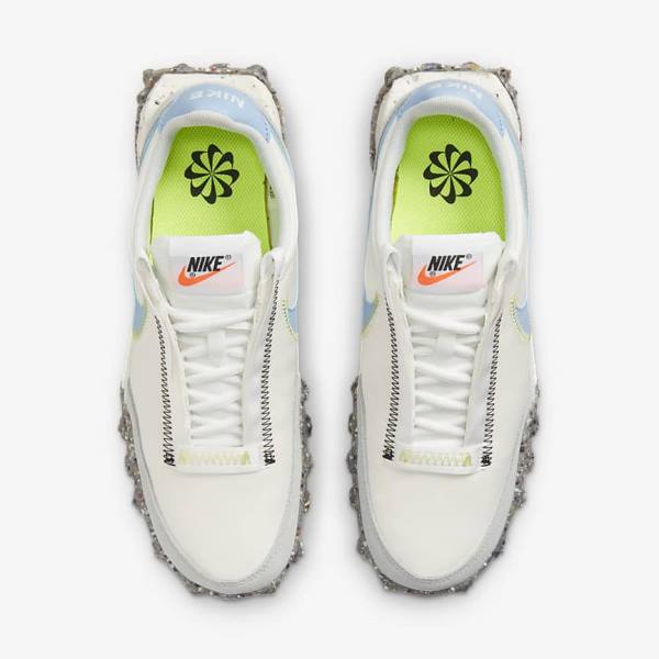 White / Light Lemon Nike Waffle Racer Crater Women's Sneakers | NK420ASI