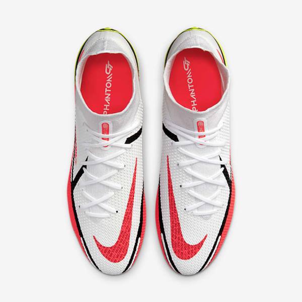 White / Light Red Nike Phantom GT2 Dynamic Fit Elite FG Firm-Ground Men's Football Shoes | NK042IKE