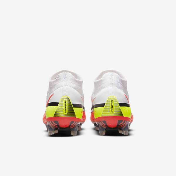 White / Light Red Nike Phantom GT2 Dynamic Fit Elite FG Firm-Ground Men's Football Shoes | NK042IKE