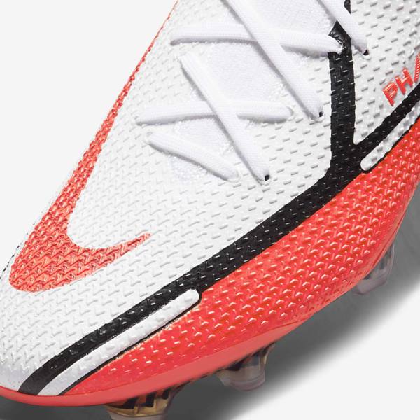 White / Light Red Nike Phantom GT2 Dynamic Fit Elite FG Firm-Ground Men's Football Shoes | NK042IKE