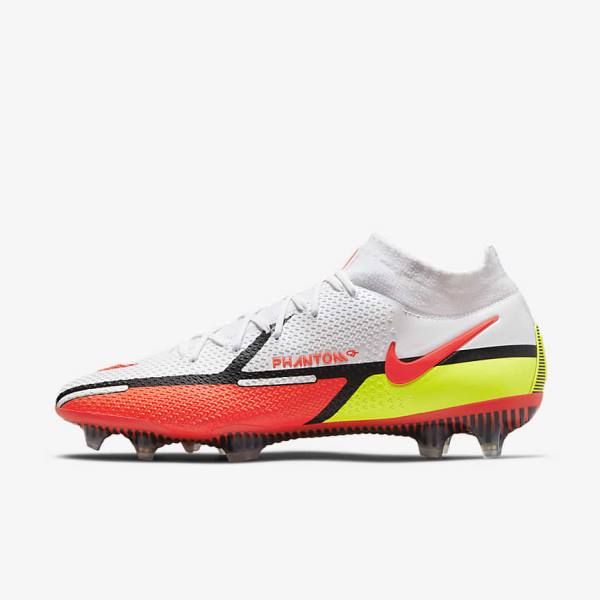 White / Light Red Nike Phantom GT2 Dynamic Fit Elite FG Firm-Ground Men\'s Football Shoes | NK042IKE