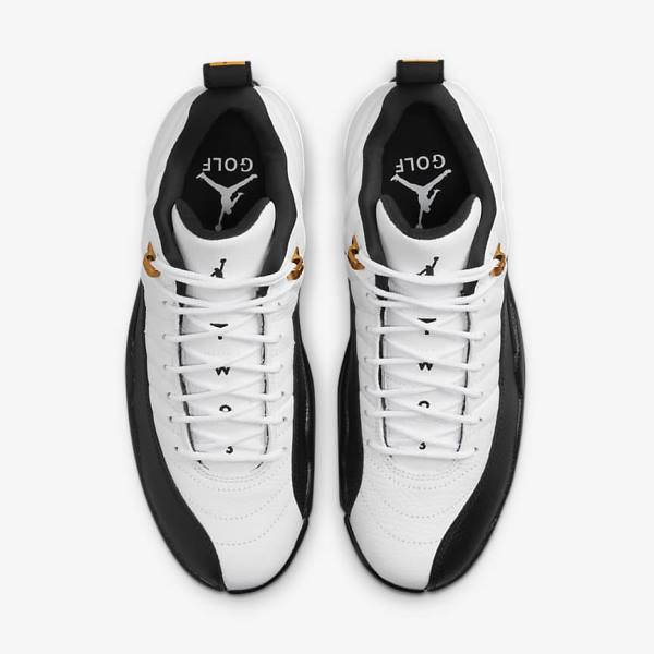 White / Metal Gold / Black Nike Air Jordan XII Low Men's Jordan Shoes | NK830DOI