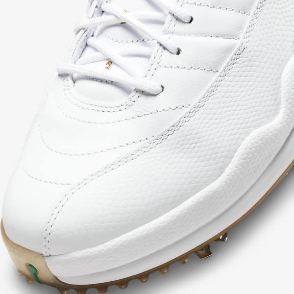 White / Metal Gold / White Nike Jordan XII G Men's Jordan Shoes | NK791EPF