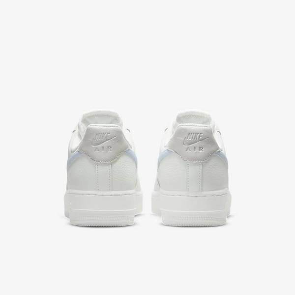 White / Metal Silver / Light Blue Nike Air Force 1 07 Women's Sneakers | NK045ZTN