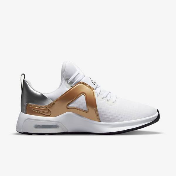 White / Metal Silver / Metal Gold / Black Nike Air Max Bella TR 5 Women's Training Shoes | NK574ALQ