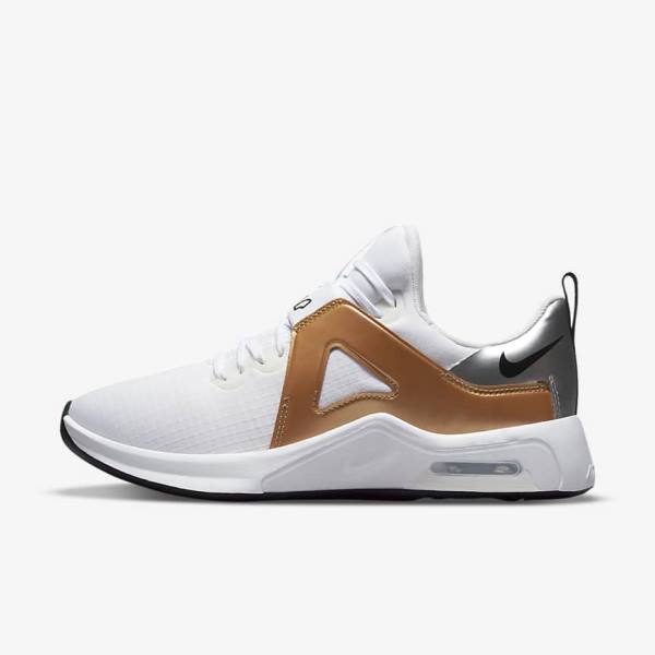 White / Metal Silver / Metal Gold / Black Nike Air Max Bella TR 5 Women\'s Training Shoes | NK574ALQ