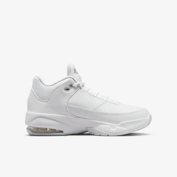 White / Metal Silver Nike Jordan Max Aura 3 Older Kids' Jordan Shoes | NK270LTQ