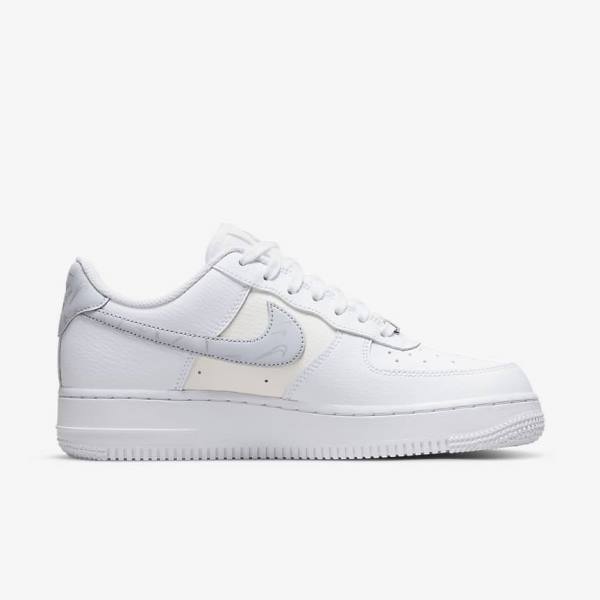 White / Metal Silver / Platinum Nike Air Force 1 07 Women's Sneakers | NK380LVF