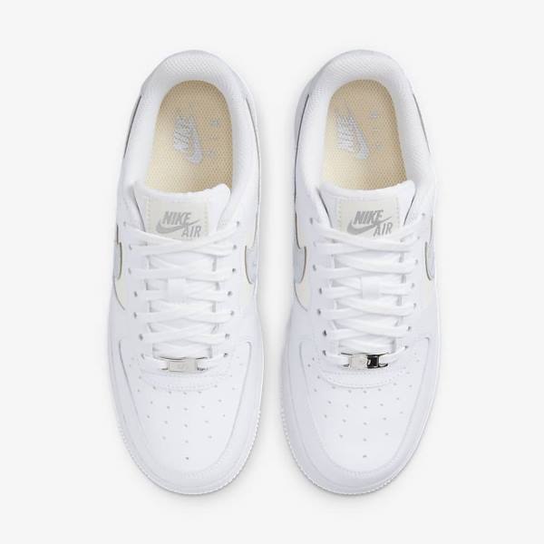 White / Metal Silver / Platinum Nike Air Force 1 07 Women's Sneakers | NK380LVF