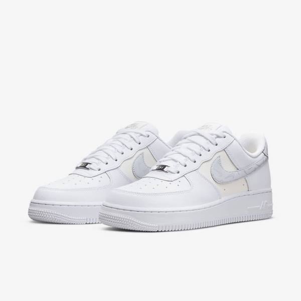 White / Metal Silver / Platinum Nike Air Force 1 07 Women's Sneakers | NK380LVF