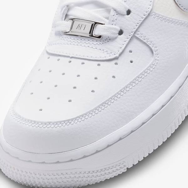 White / Metal Silver / Platinum Nike Air Force 1 07 Women's Sneakers | NK380LVF