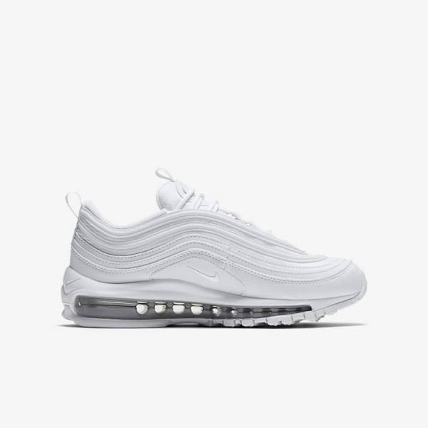 White / Metal Silver / White Nike Air Max 97 Older Kids' Sneakers | NK024VMC