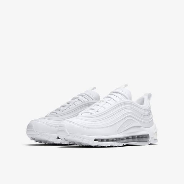 White / Metal Silver / White Nike Air Max 97 Older Kids' Sneakers | NK024VMC