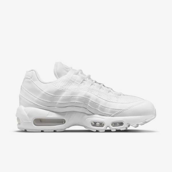 White / Metal Silver / White Nike Air Max 95 Women's Sneakers | NK261SLR