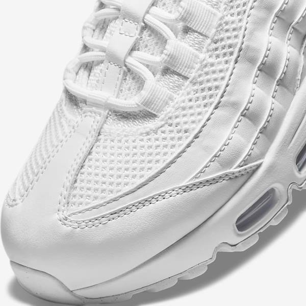 White / Metal Silver / White Nike Air Max 95 Women's Sneakers | NK261SLR