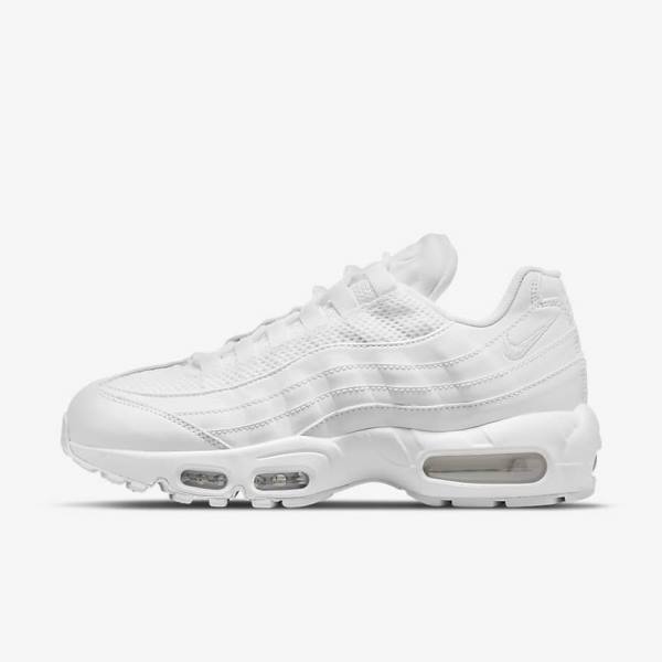 White / Metal Silver / White Nike Air Max 95 Women\'s Sneakers | NK261SLR