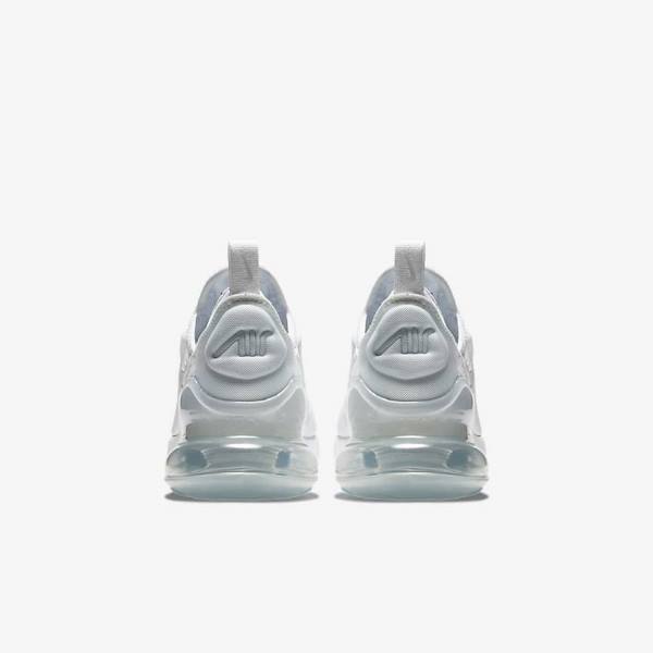 White / Metal Silver / White Nike Air Max 270 Older Kids' Sneakers | NK512JAC