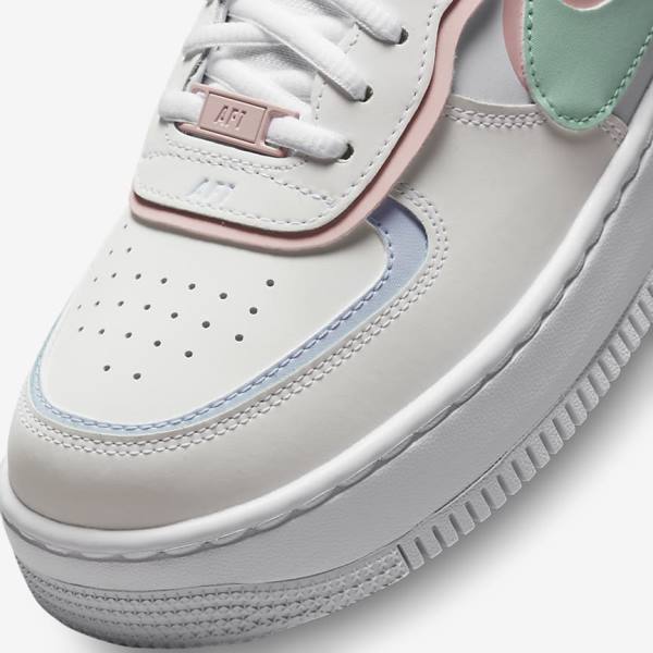 White / Mint / Grey Nike Air Force 1 Shadow Women's Sneakers | NK402PWX