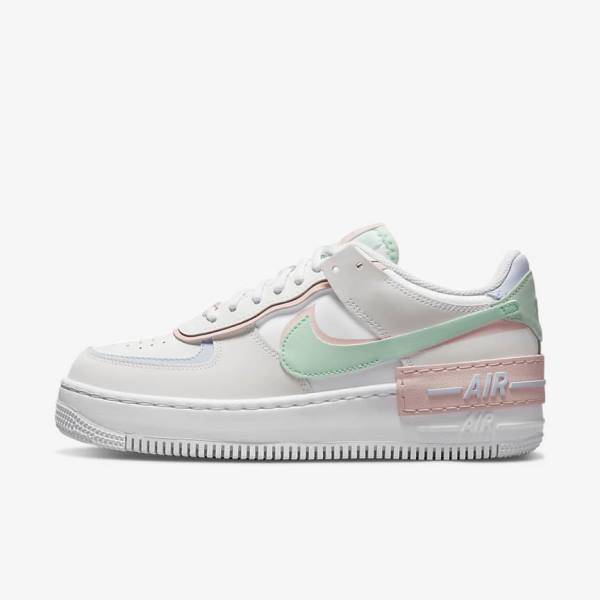 White / Mint / Grey Nike Air Force 1 Shadow Women\'s Sneakers | NK402PWX