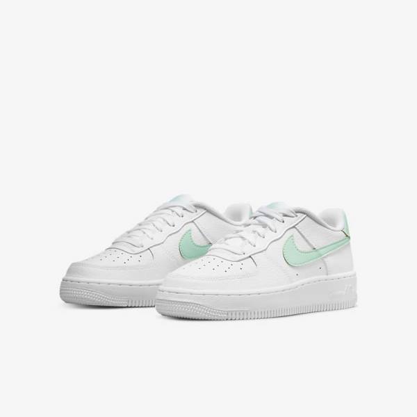 White / Mint Nike Air Force 1 Older Kids' Sneakers | NK635DSP