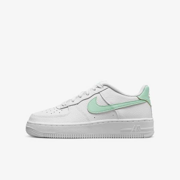 White / Mint Nike Air Force 1 Older Kids\' Sneakers | NK635DSP