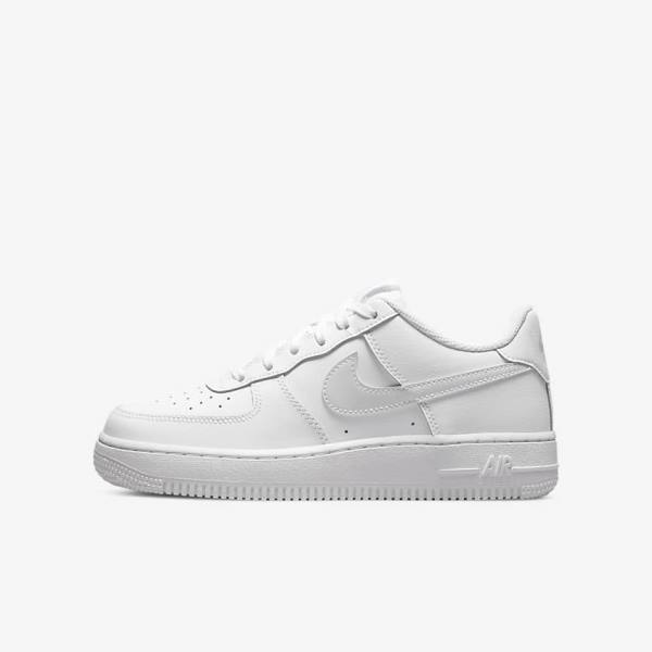 White Nike Air Force 1 Older Kids\' Sneakers | NK297GJS