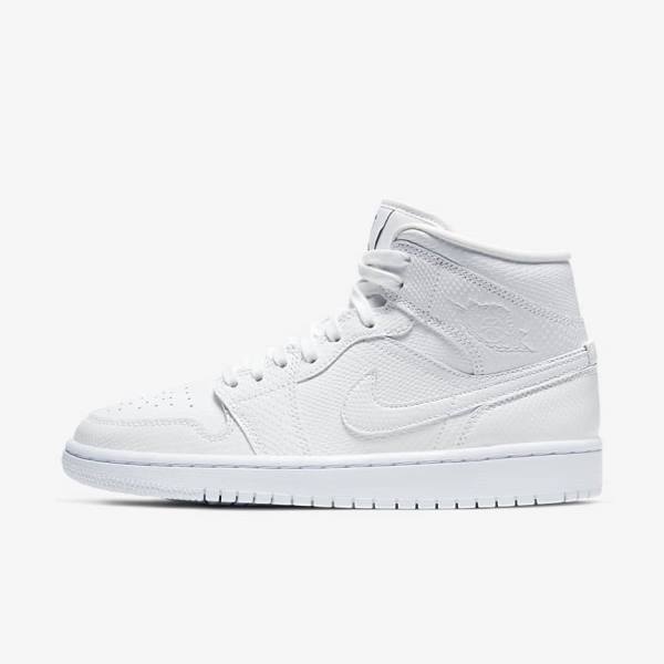 White Nike Air Jordan 1 Mid Women\'s Sneakers | NK598ENL