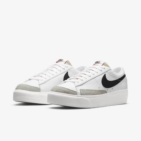 White Nike Blazer Low Platform Women's Sneakers | NK480RHC