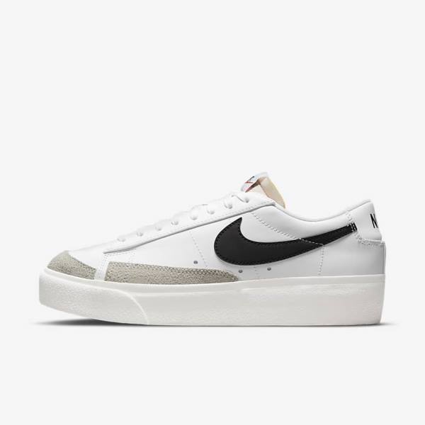 White Nike Blazer Low Platform Women\'s Sneakers | NK480RHC