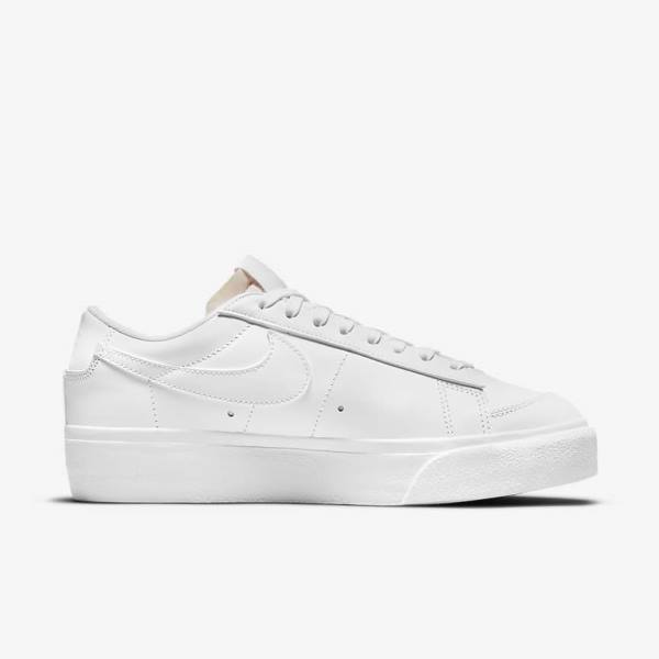 White Nike Blazer Low Platform Women's Sneakers | NK483HCN