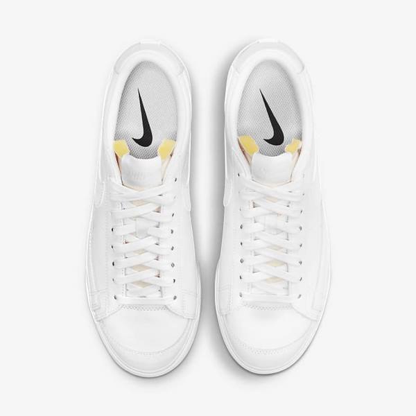 White Nike Blazer Low Platform Women's Sneakers | NK483HCN