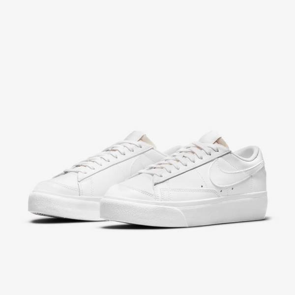 White Nike Blazer Low Platform Women's Sneakers | NK483HCN