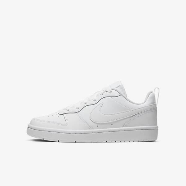 White Nike Court Borough Low 2 Older Kids\' Sneakers | NK758JGO