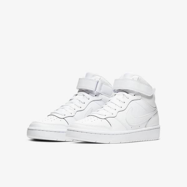 White Nike Court Borough Mid 2 Older Kids' Sneakers | NK052LHD