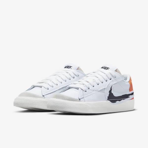 White / Orange / Black Nike Blazer Low 77 Jumbo Men's Sneakers | NK579SGZ