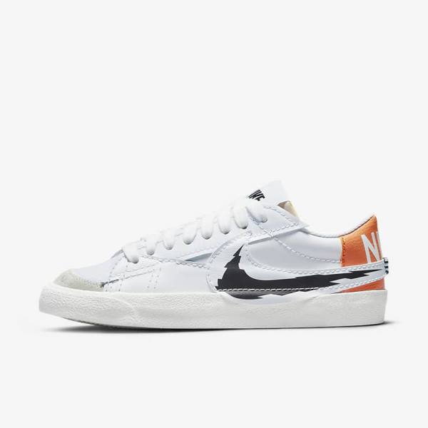 White / Orange / Black Nike Blazer Low 77 Jumbo Men\'s Sneakers | NK579SGZ